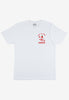 white t shirt with small printed hot sauce logo on front
