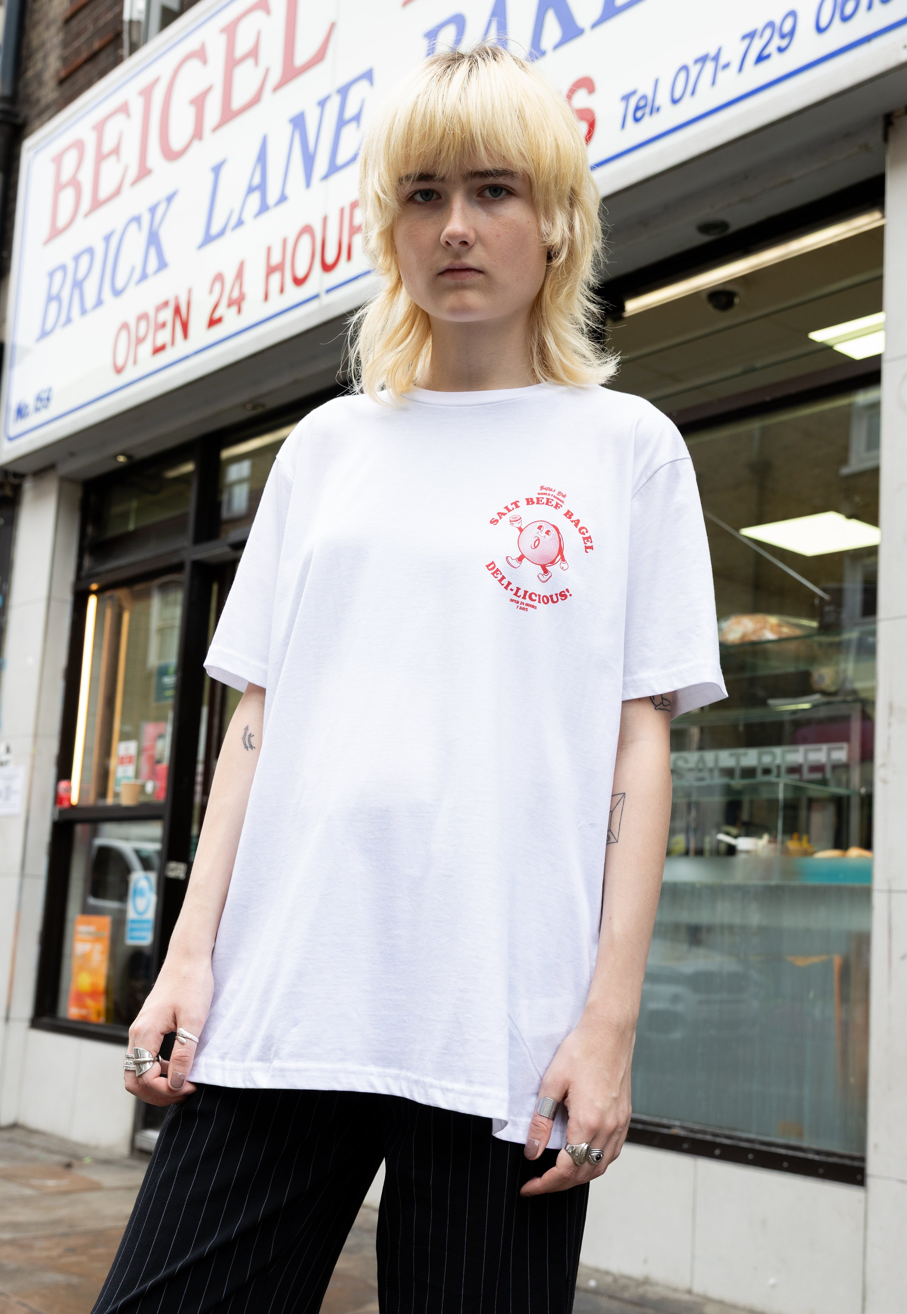 Salt Beef Bagel T-Shirt in White