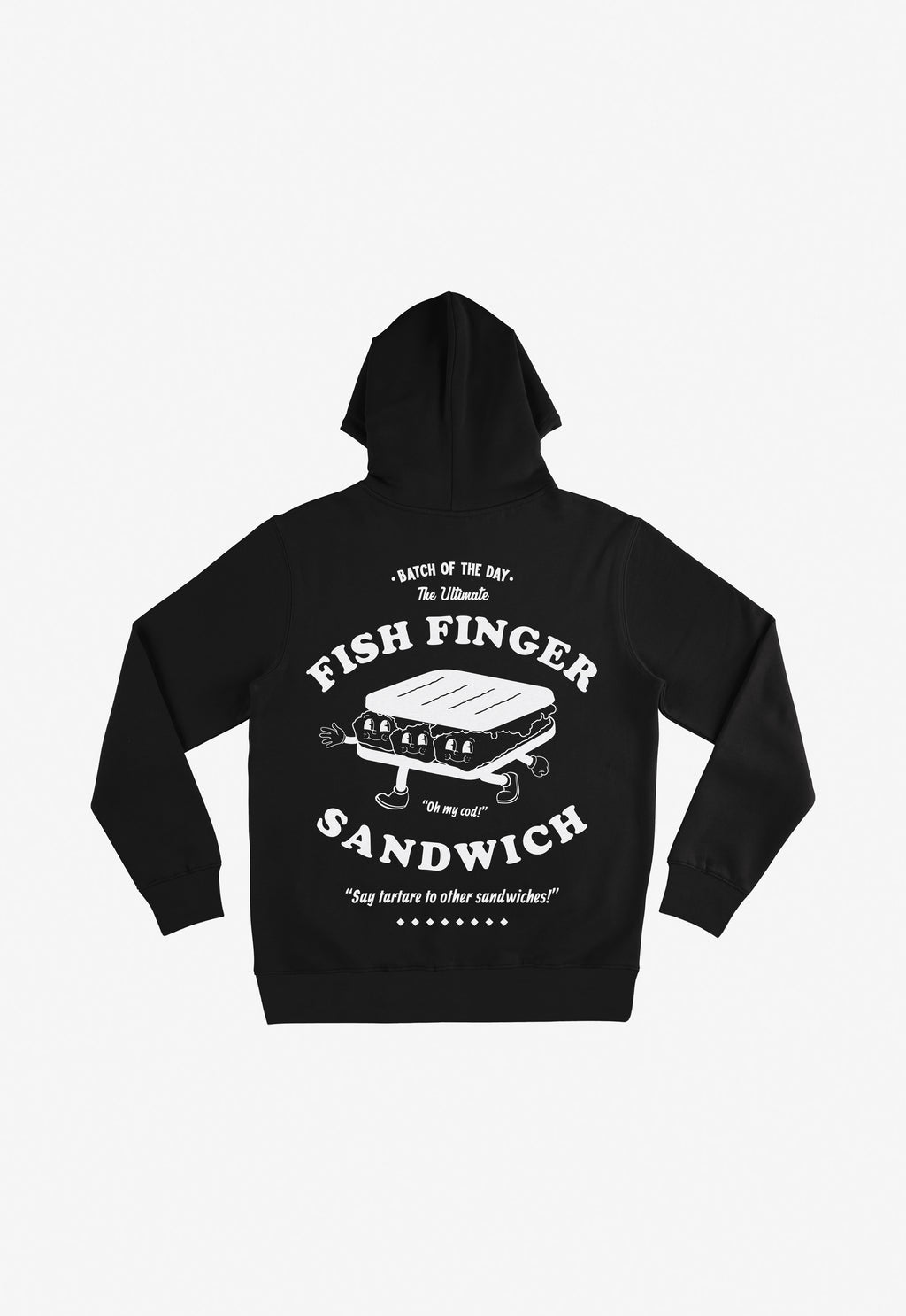 Fish Finger Sandwich Hoodie In Black