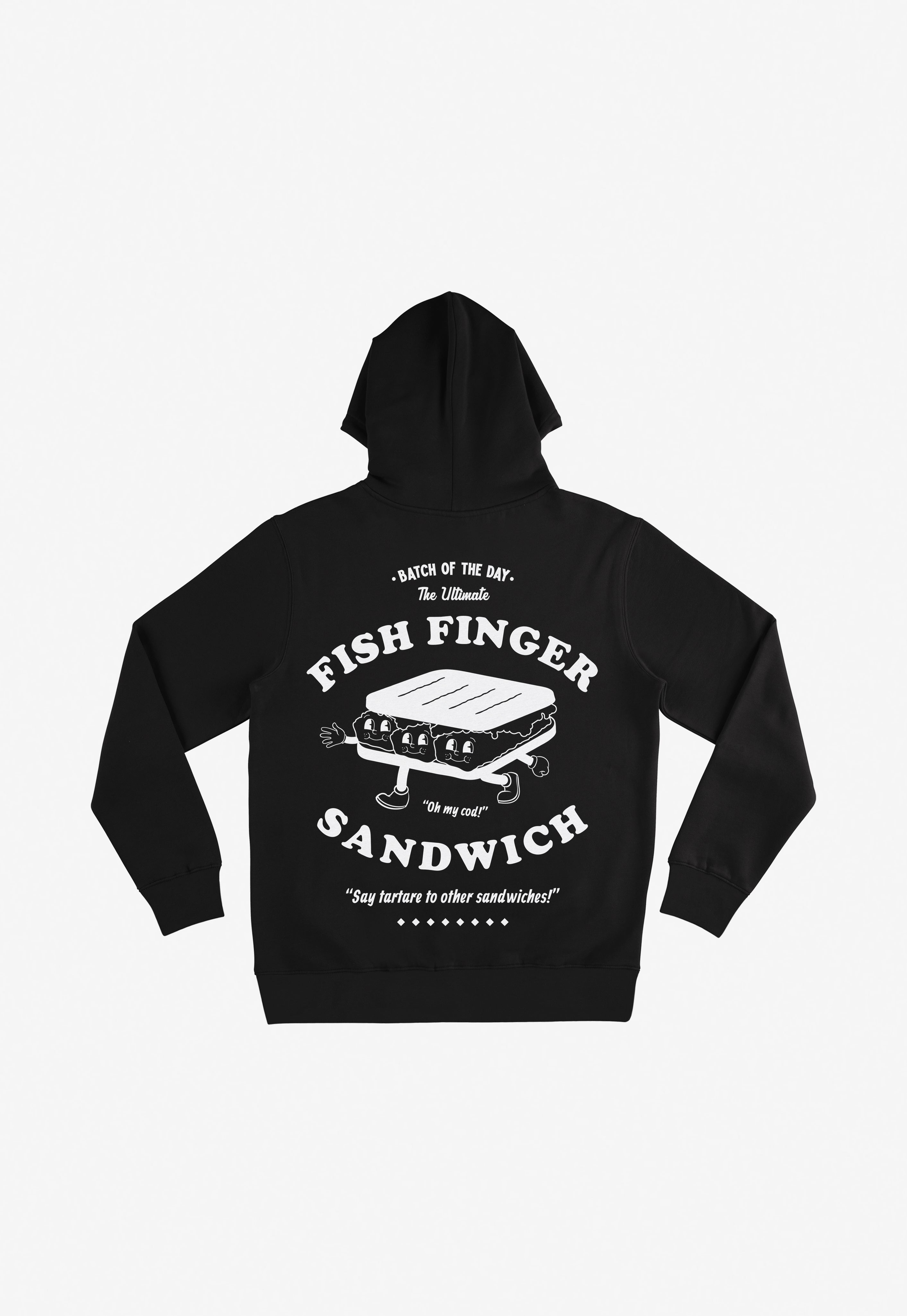 Fish Finger Sandwich Hoodie In Black