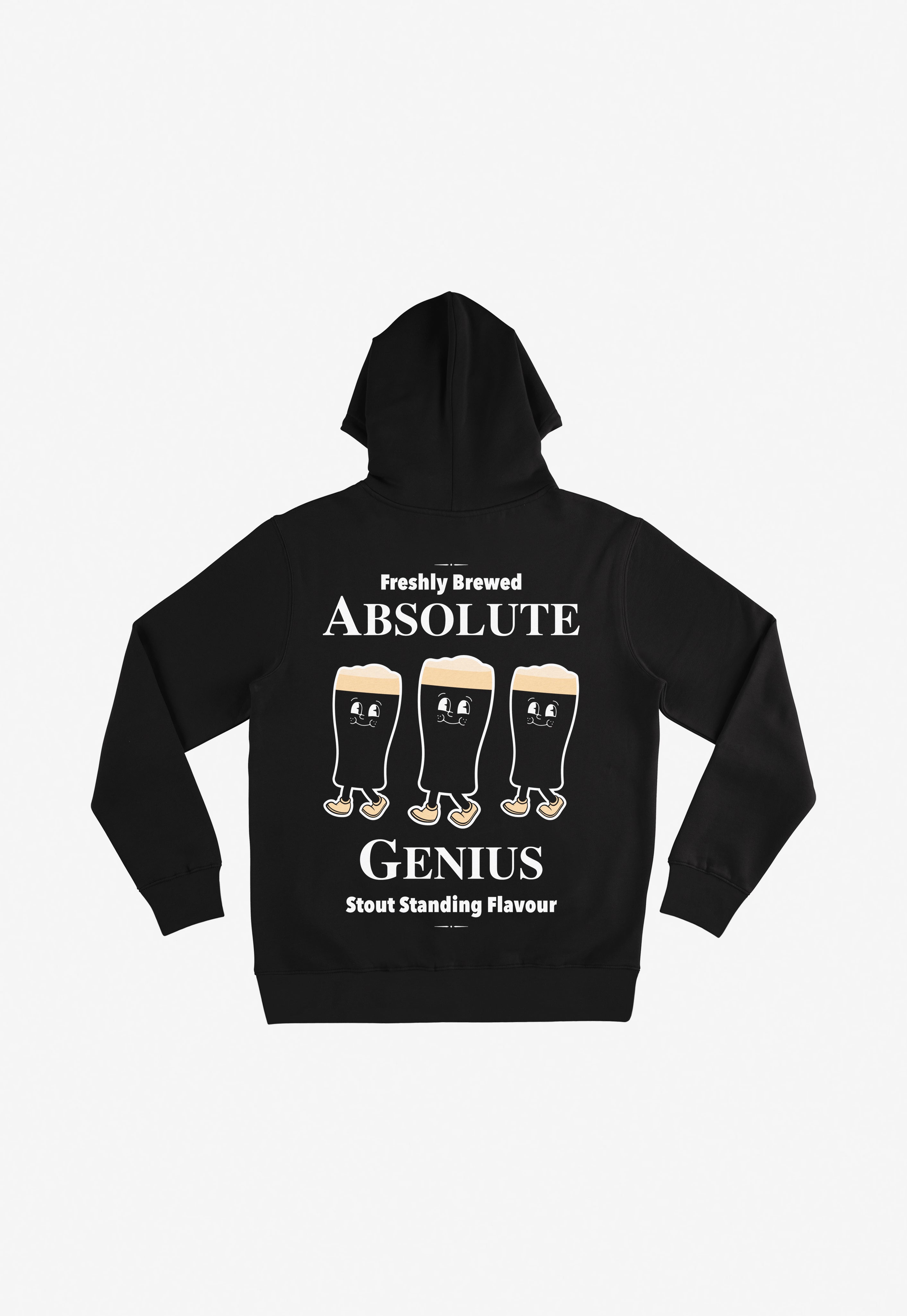 Black hoodie with guinness illustration print on the back