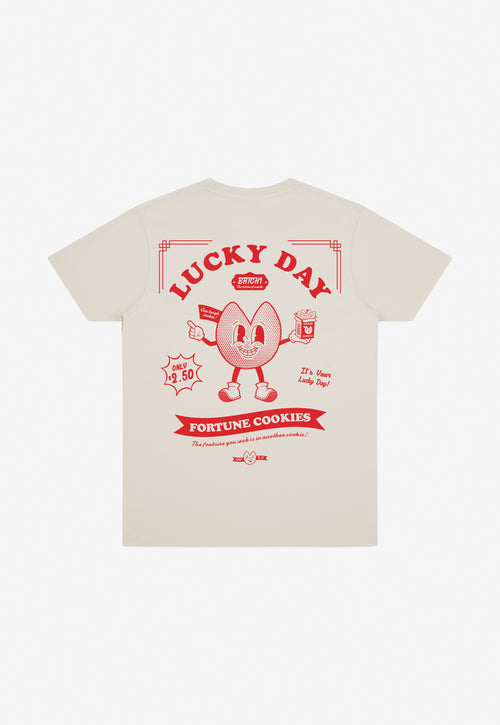 Lucky Day Fortune Cookie T-Shirt in Sand