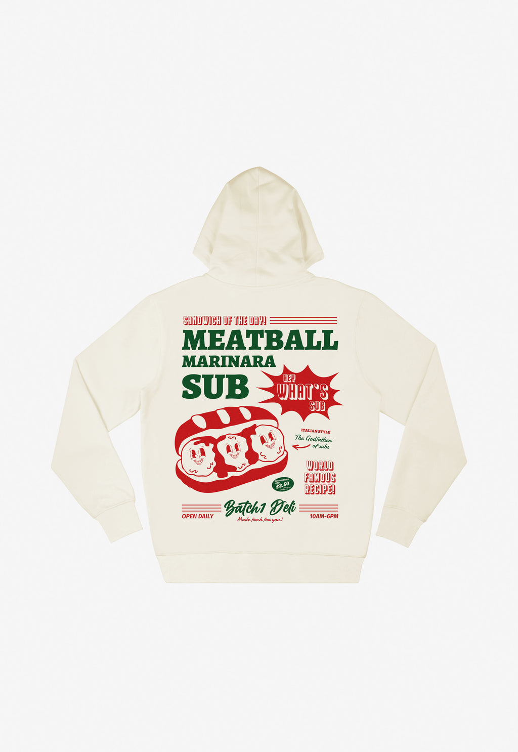 Meatball Marinara Sub Hoodie In Vanilla
