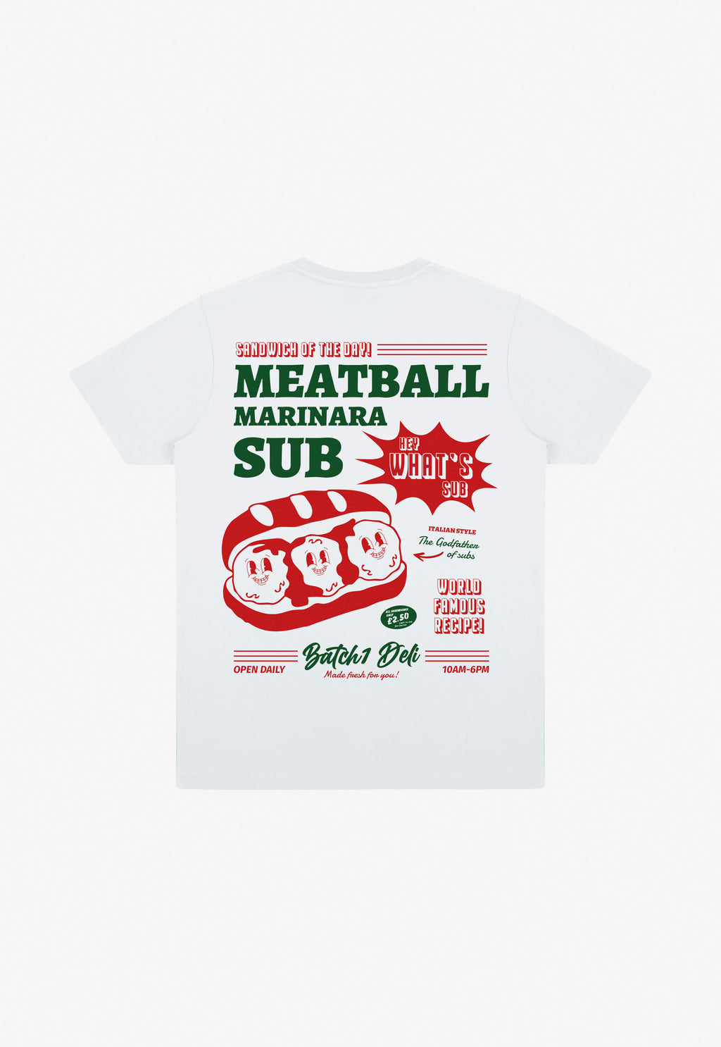 Meatball Marinara Sub T-Shirt in White