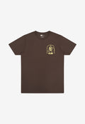 Brown t-shirt with printed sandwich character on the left chest