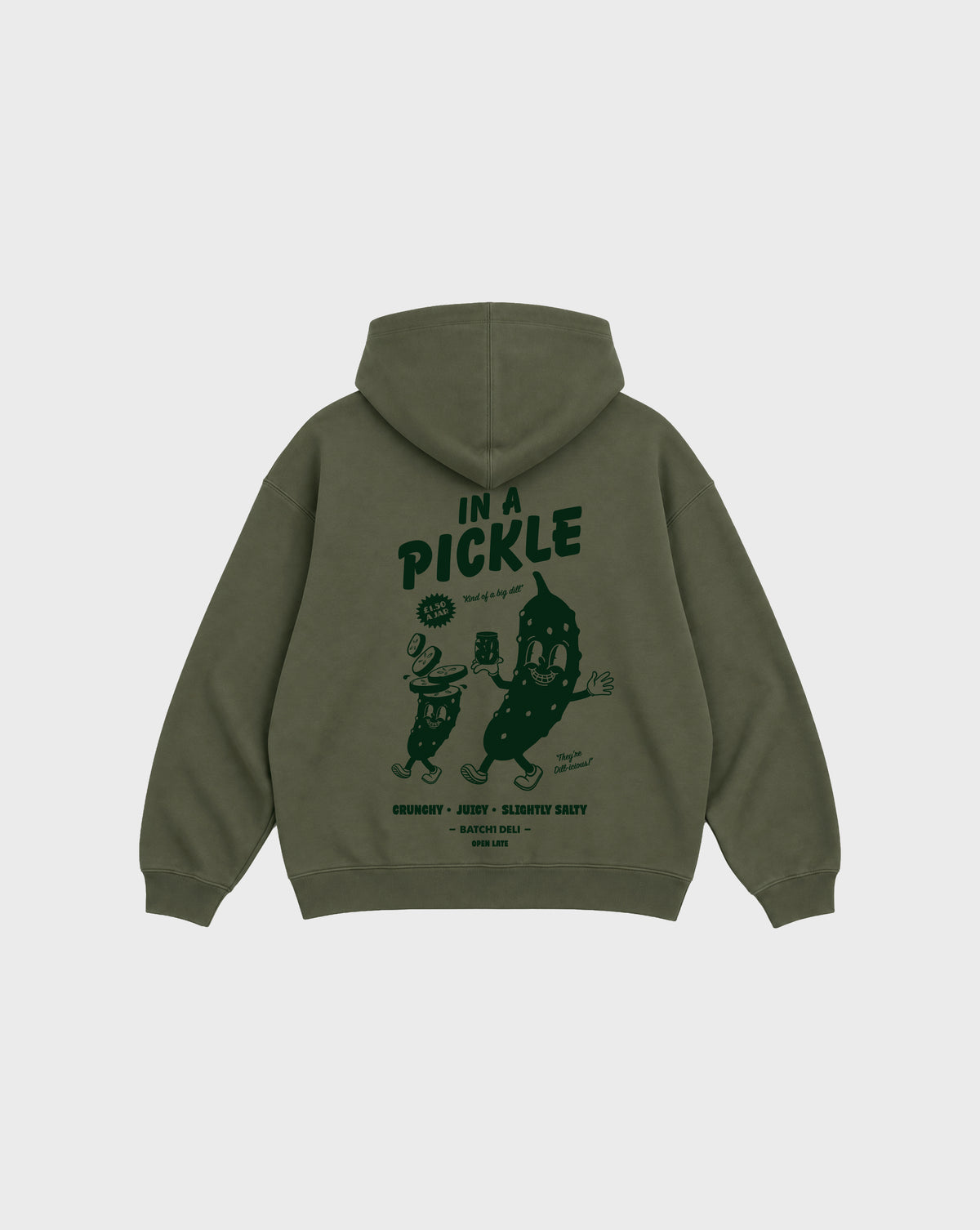 In a Pickle Oversized Hoodie in Olive