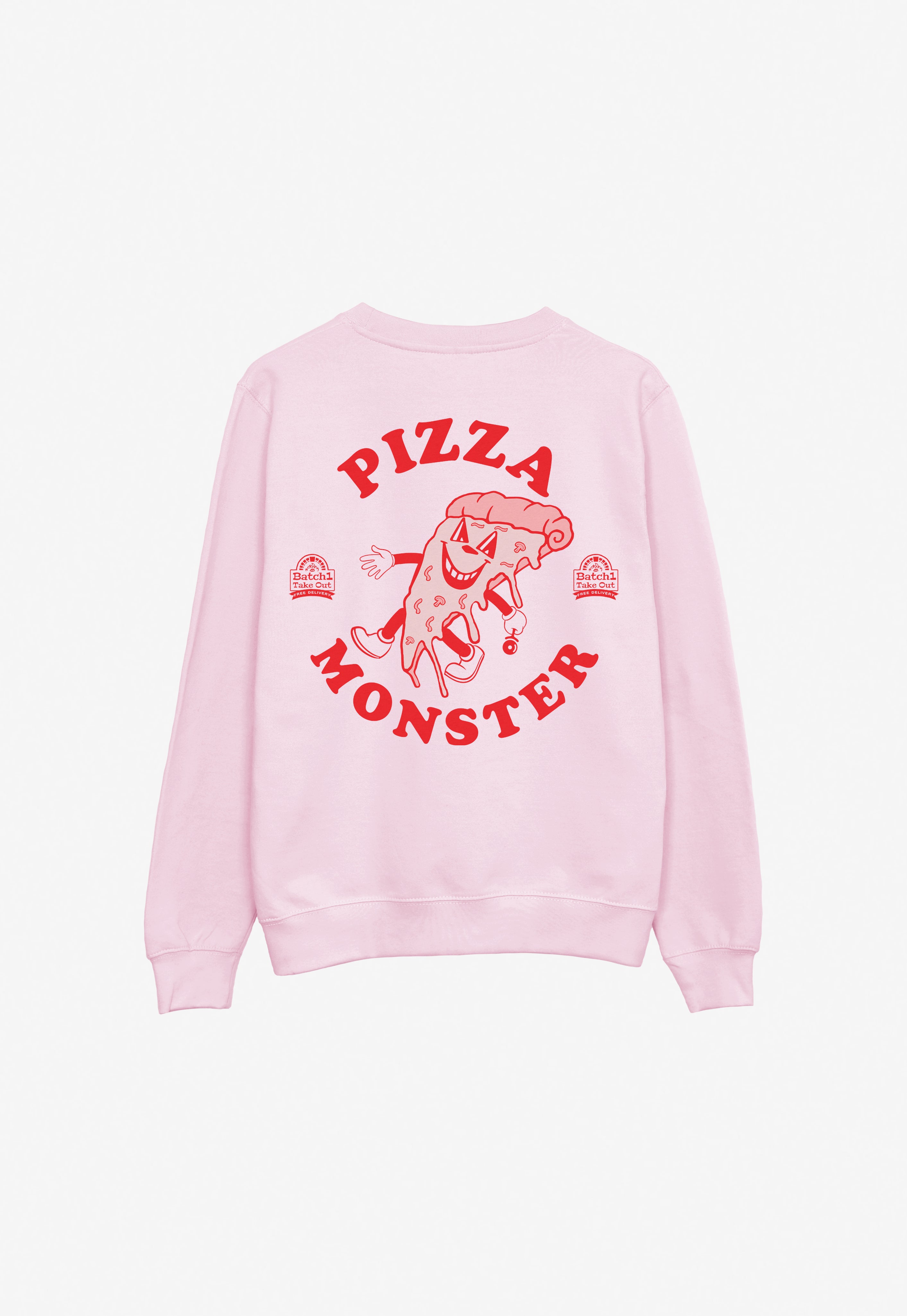 Pizza Monster Graphic Sweatshirt In Pink