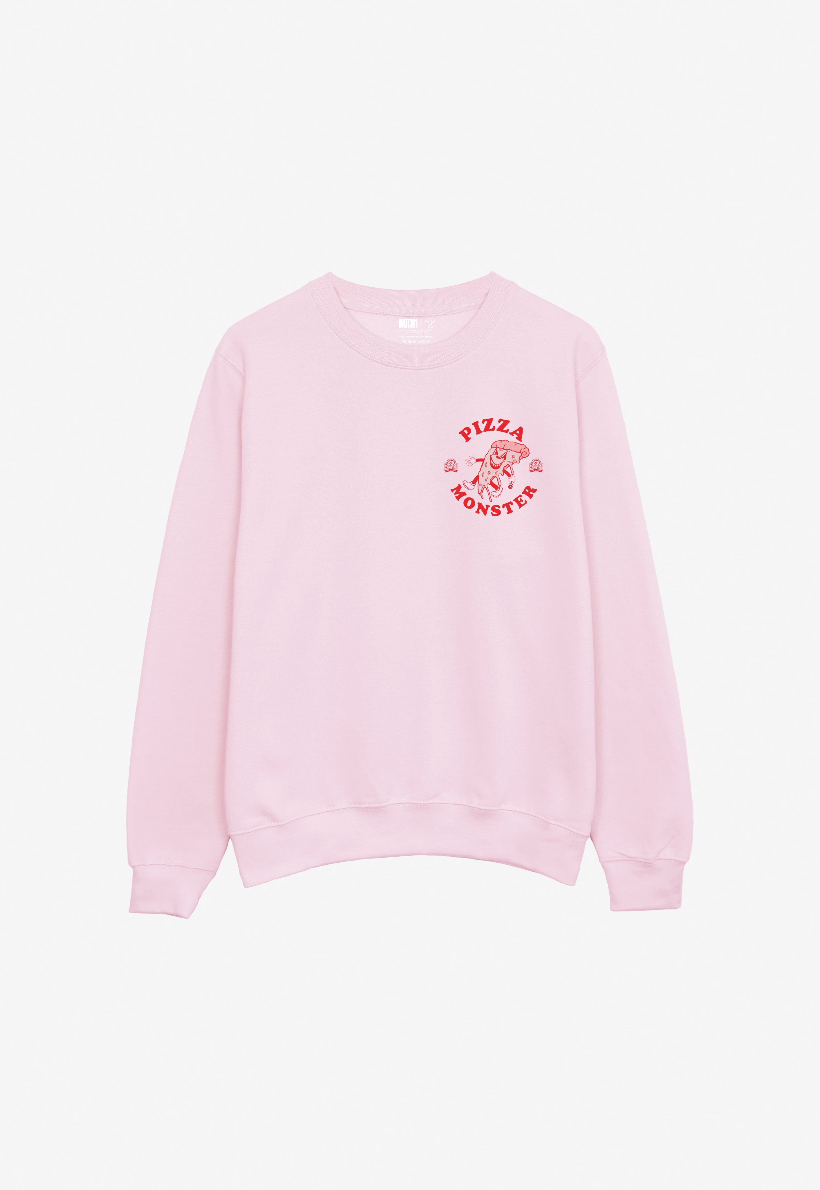 Pizza Monster Graphic Sweatshirt In Pink