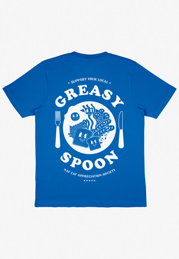 Support Your Local Greasy Spoon T-Shirt in Blue