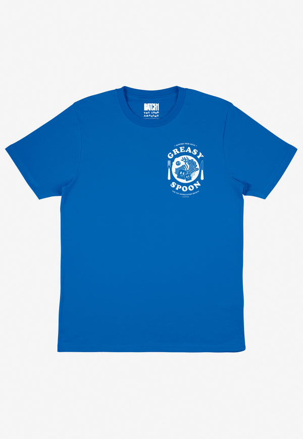 Support Your Local Greasy Spoon T-Shirt in Blue