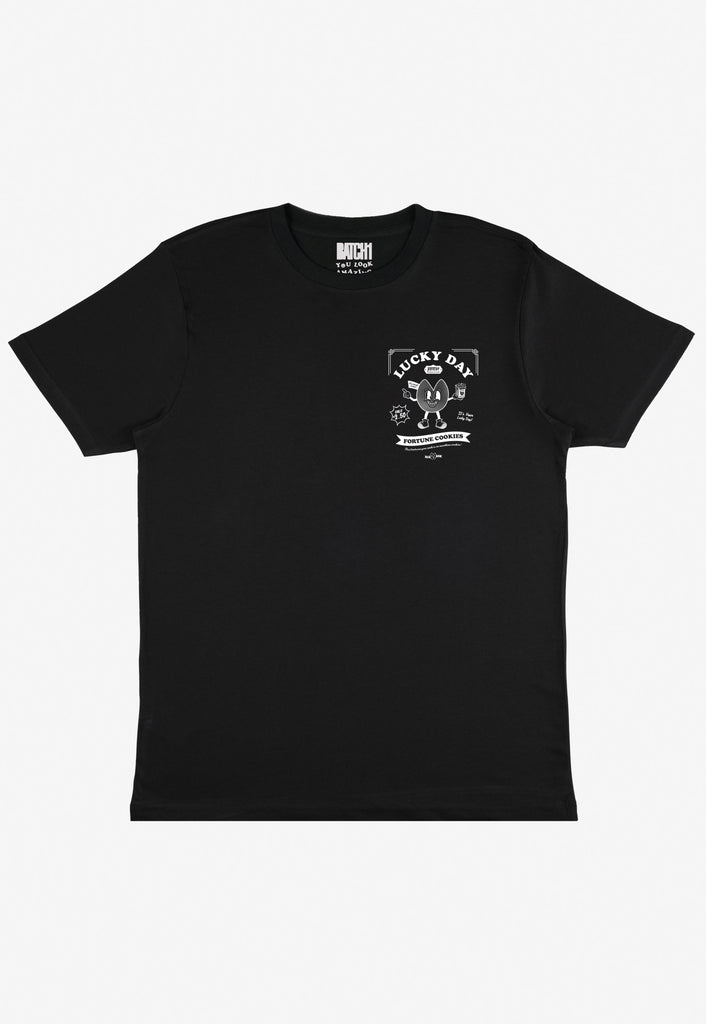 black t-shirt with fortune cookie character everpress asos 