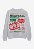 Flatlay of large back meatball marinara sub graphic print top in grey