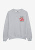 flatlay of Meatball marinara sub small front logo sweatshirt in grey