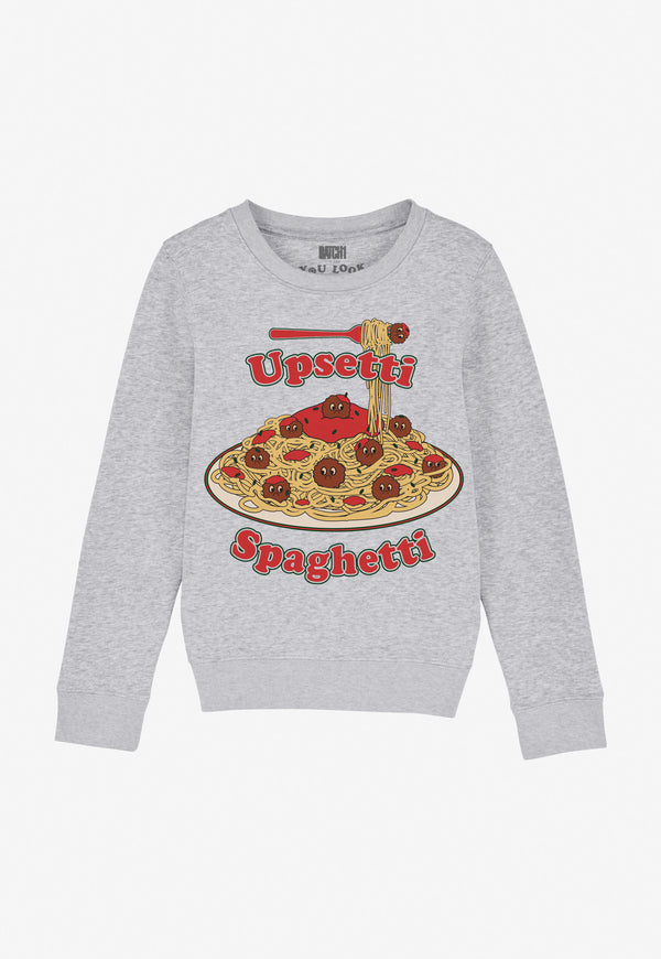 Upsetti Spaghetti Kids’ Slogan Sweatshirt In Grey