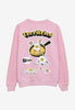 pink sweatshirt with large back print featuring vintage style fried egg characters and Terrifried slogan