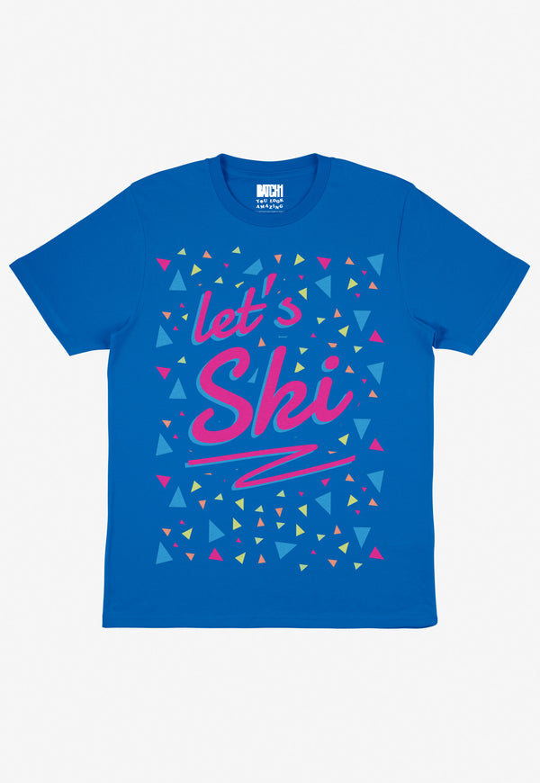 Let's Ski Retro Style Graphic T-shirt in Blue