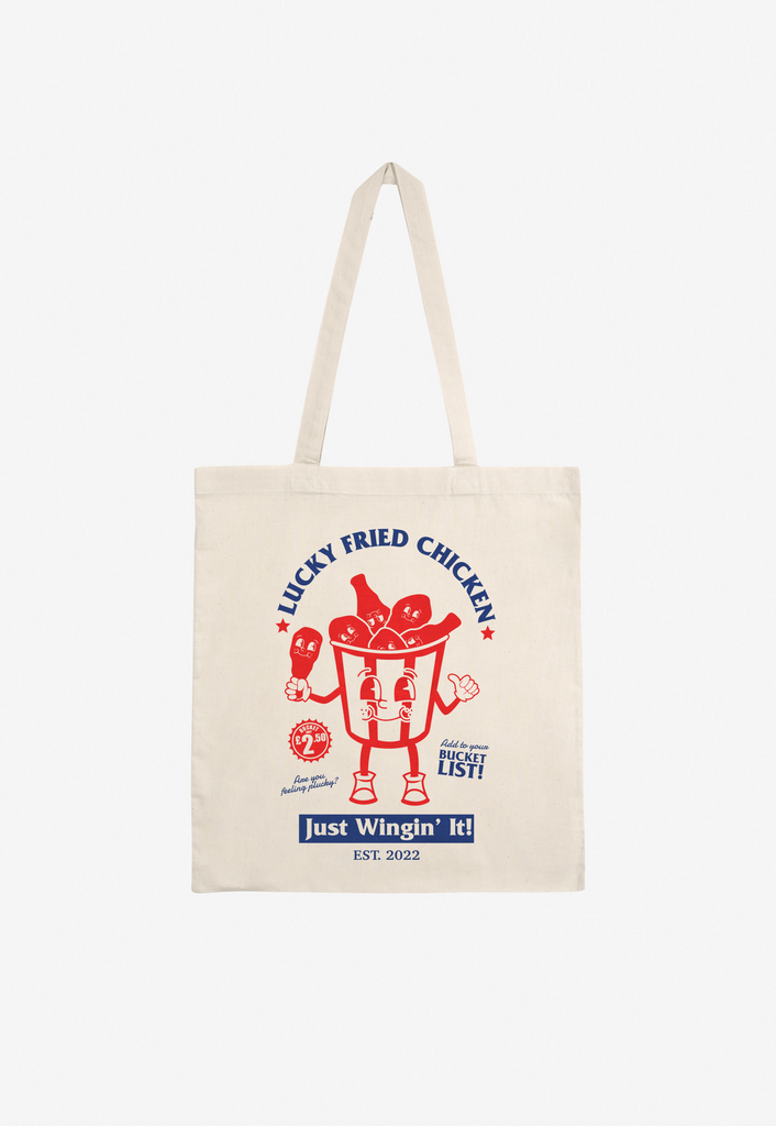 Lucky Fried Chicken Printed Graphic Tote Bag