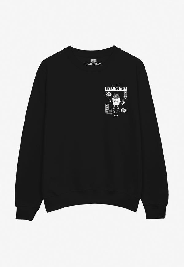 Eyes On The Fries Graphic Sweatshirt in Black