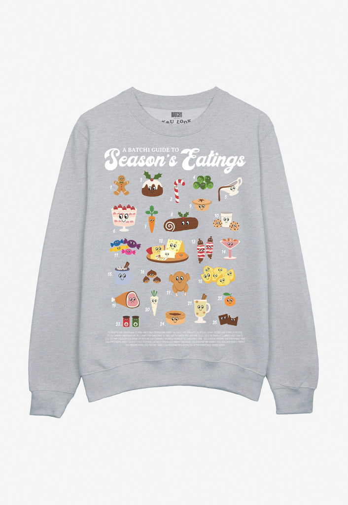 Season's Eatings Graphic Christmas Jumper in Grey – Batch1