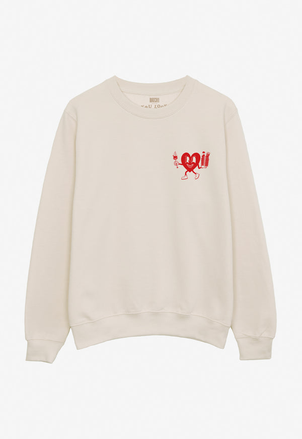 Hungry Hearts Club Sweatshirt in Vanilla