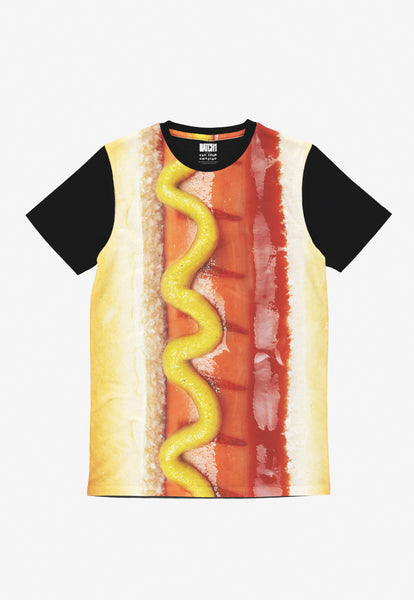 t shirt with printed photo image of hot dog  