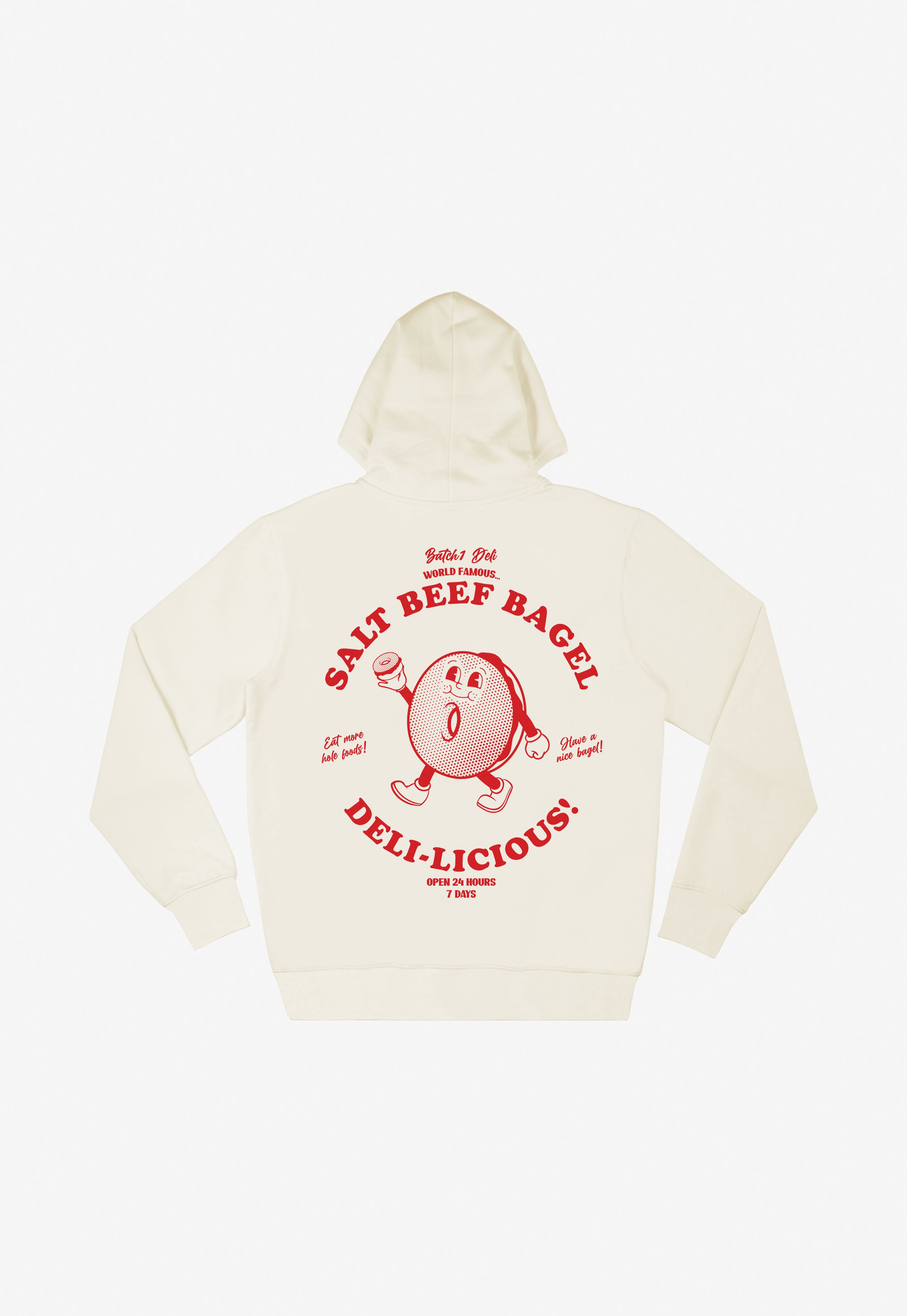 Salt Beef Bagel Hoodie in Vanilla