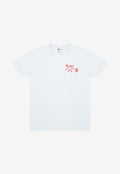 White t-shirt with a red spicy margarita print on left chest