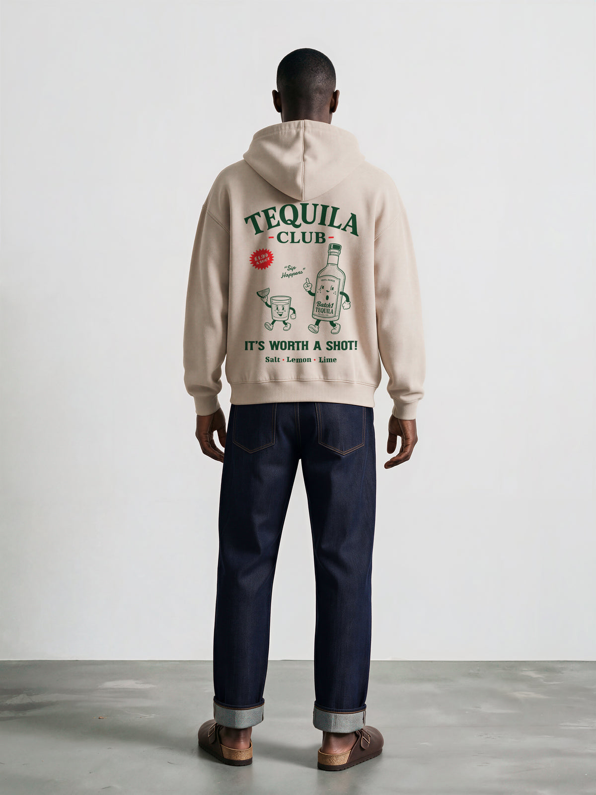 Tequila Club Oversized Hoodie in Stone