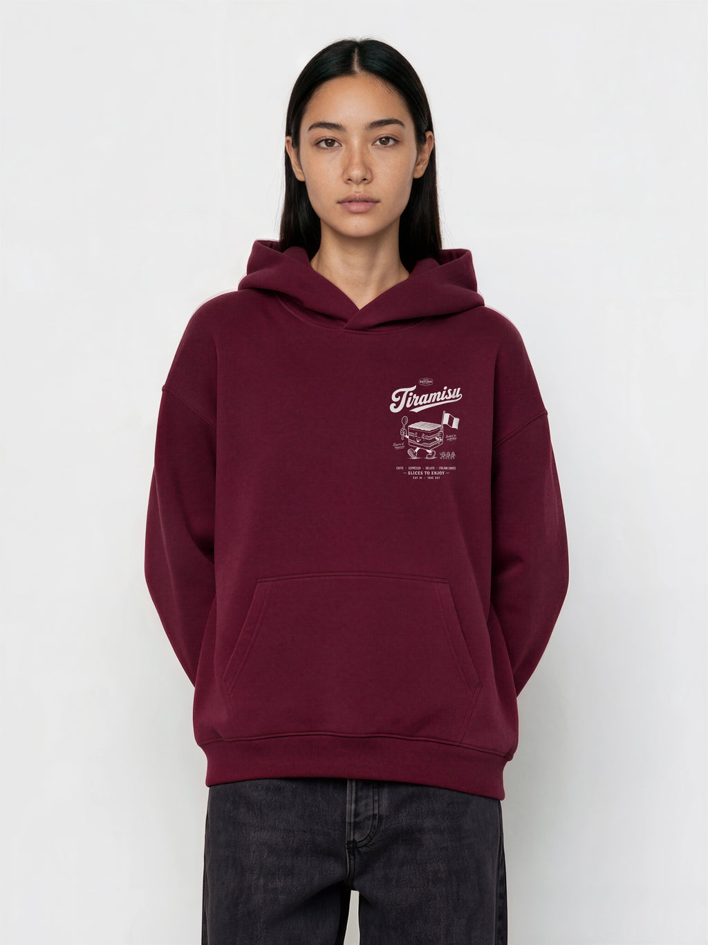 Tiramisu Oversized Hoodie in Burgundy