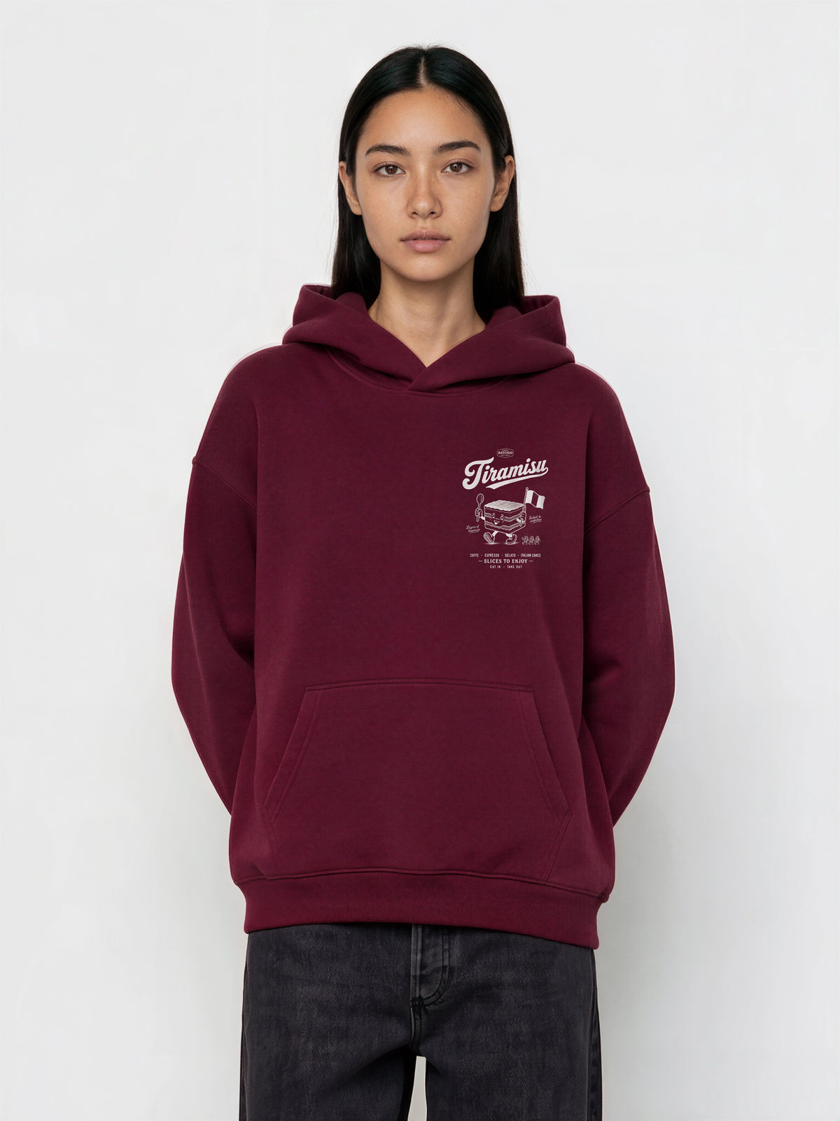 Tiramisu Oversized Hoodie in Burgundy