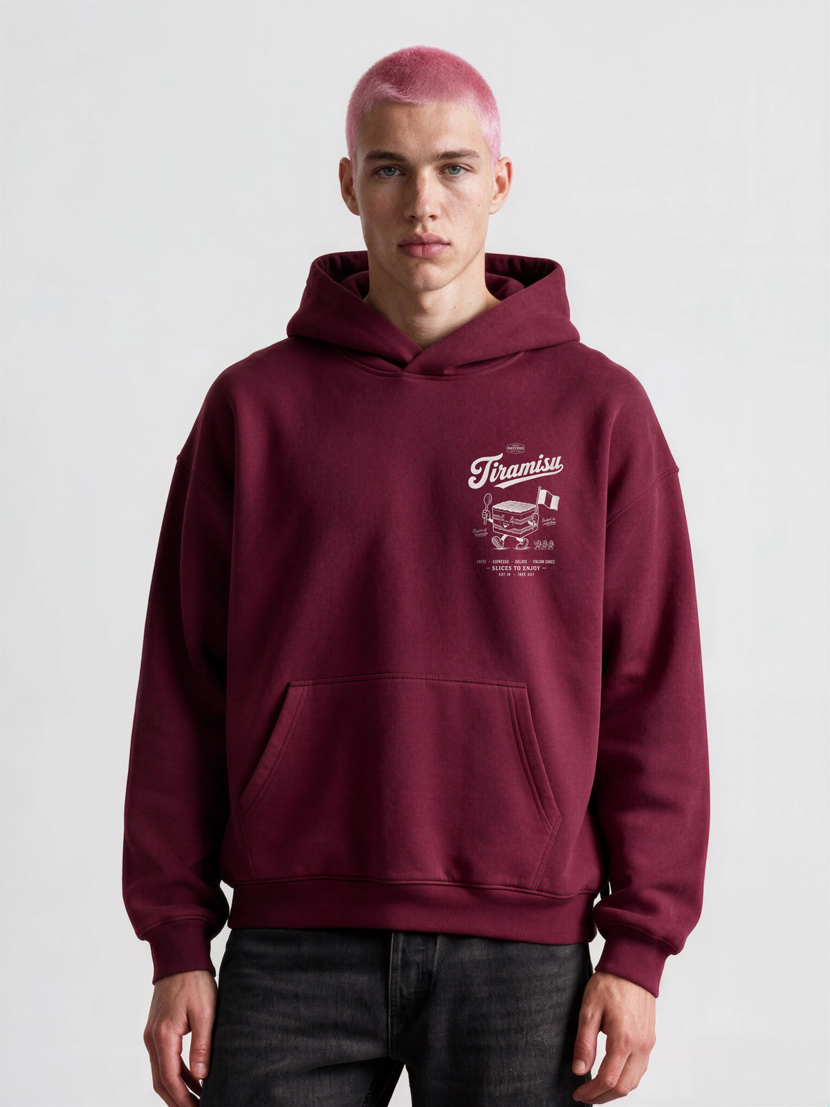 Tiramisu Oversized Hoodie in Burgundy