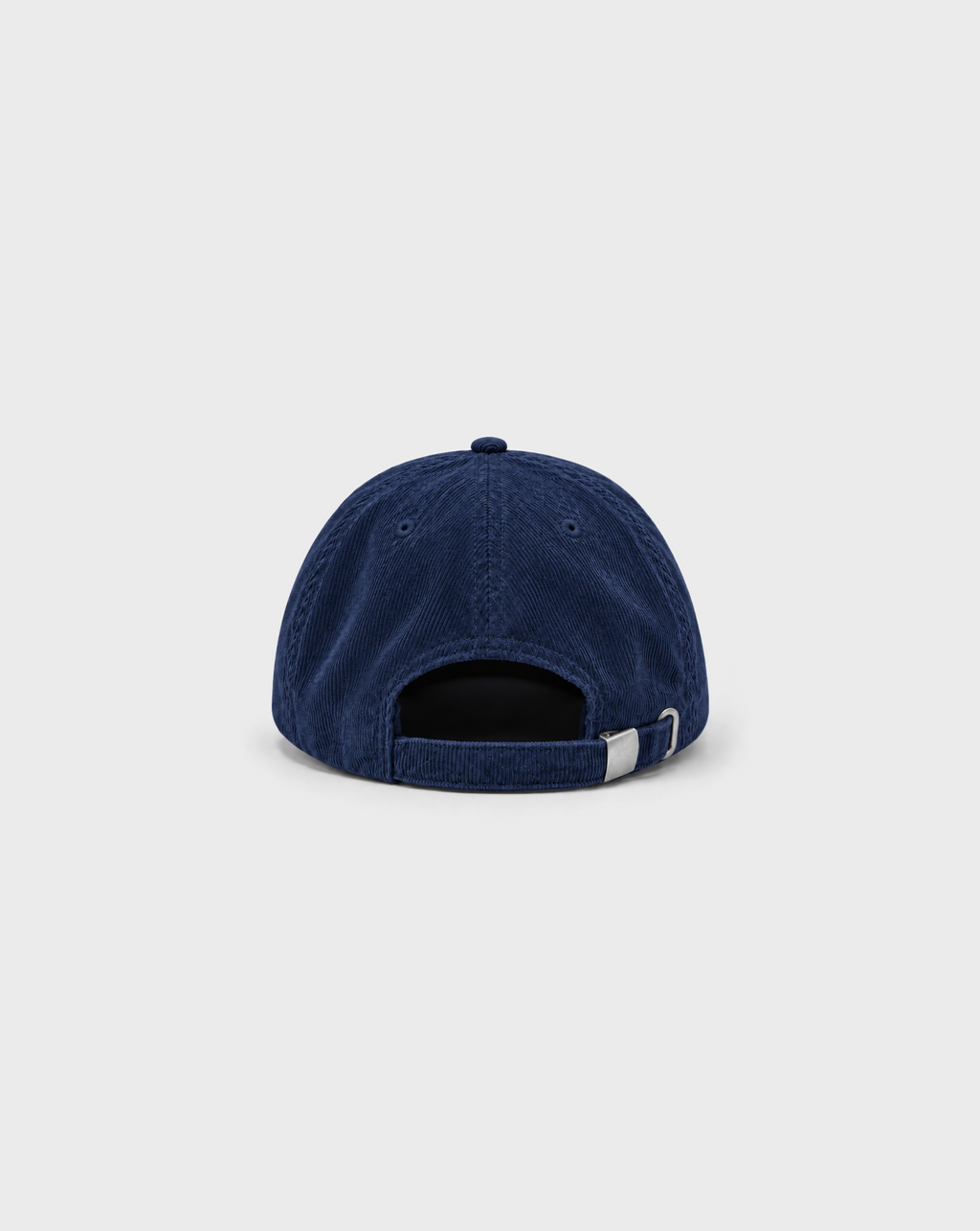 Brine and Dandy Cord Cap in Navy, unprinted back view with adjustable strap and metal buckle