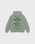 Hugo Spritz Pine oversized hoodie with large cocktail and elderflower graphic on the back