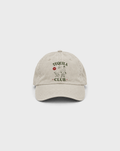 Tequila Club Vintage Dad Cap in Washed Ivory, front view with lower green and red print following the natural cotton weave