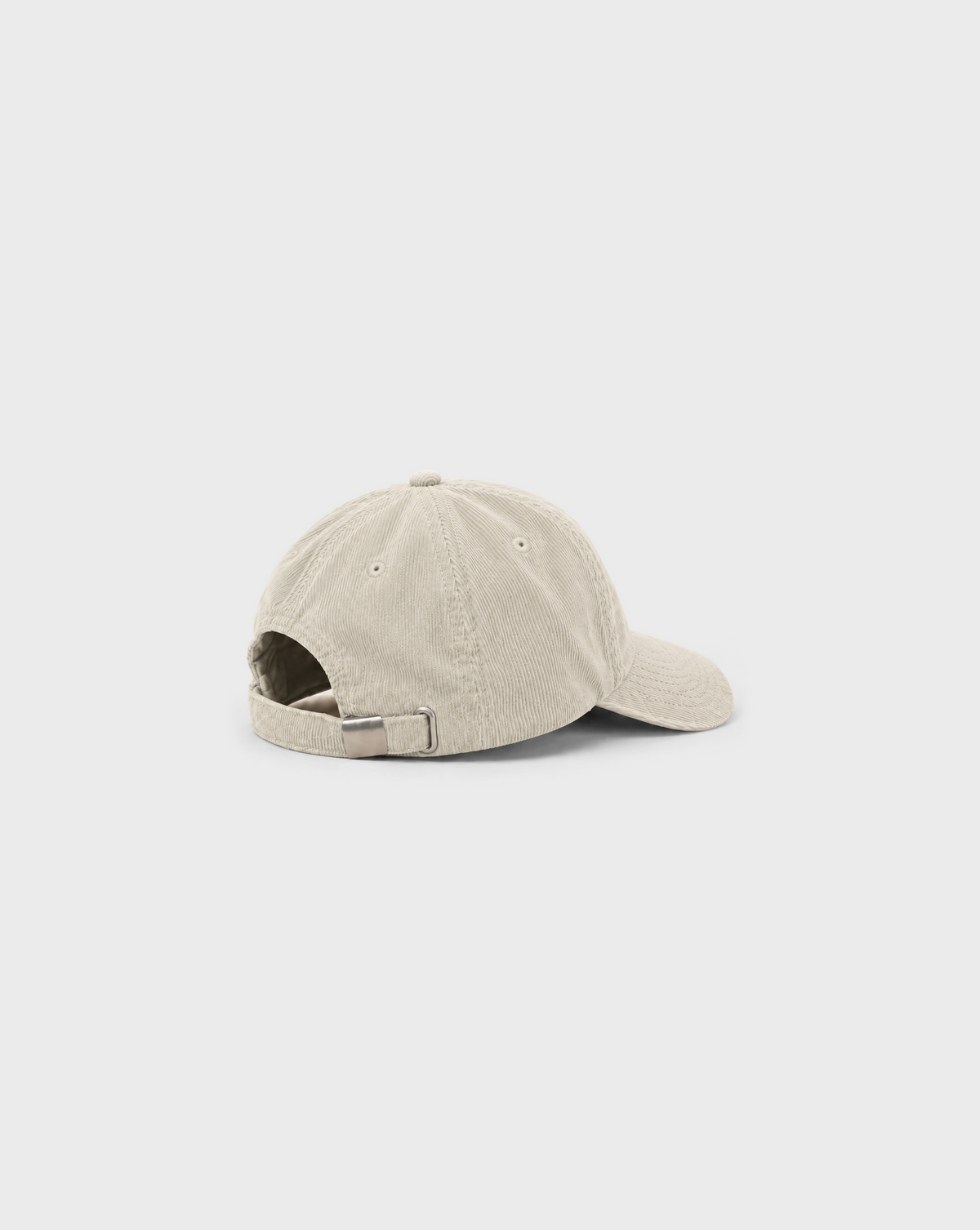 Tiramisu Cord Cap in Stone, unprinted side view showing cord texture and curved peak