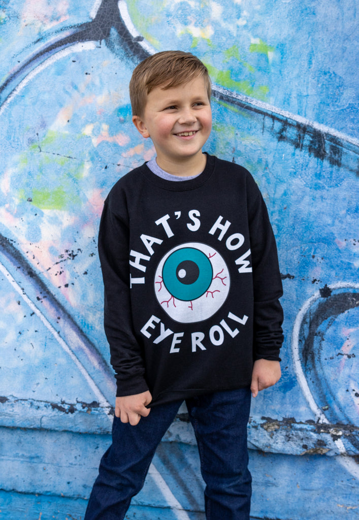 Boy's eye roll print jumper