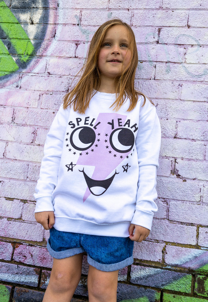 kid's witch face printed jumper