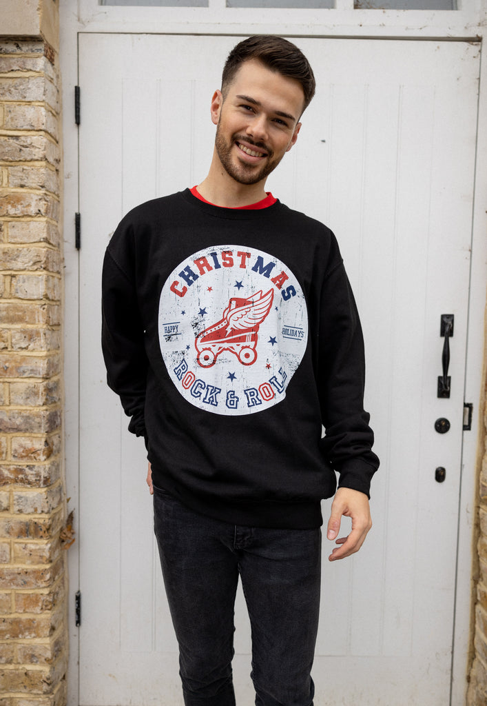 mens christmas jumper with roller skate graphic