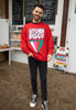mens disco slogan sweater with retro graphic print