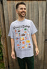 mens christmas t shirt with guide to christmas food graphic