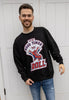 mens printed graphic sweater with let the good times roll slogan