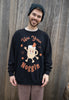mens christmas jumper in black with funny egg nog character