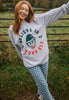 christmas sweater in grey with funny elf logo and believe slogan
