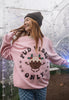 christmas sweater with pud vibes only slogan and cute yoga pudding character