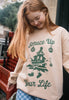 womens vintage style christmas jumper with happy christmas tree graphic