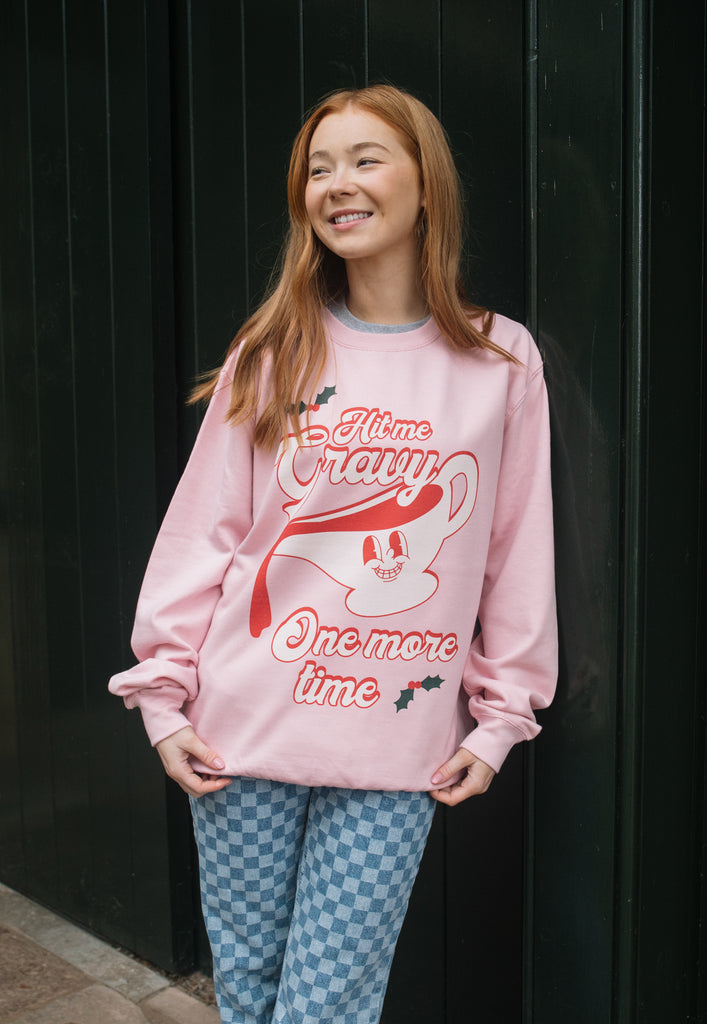 womens christmas jumper with funny gravy boat print