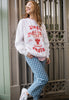 womens christmas jumper in white with vintage prawn cocktail print
