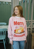 women's pink printed sweater with merry cheesemas slogan 