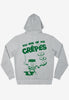 unisex fit hoodie with large back print of vintage style pancake scene and crepes slogan