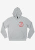 Grey hoodie with pizza monster front logo